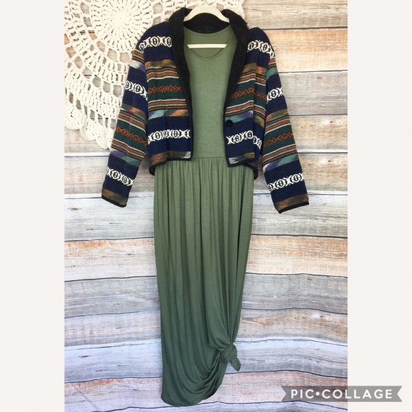 Vintage Jackets & Blazers - Vintage | Blanket Cardigan And Boutique Maxi Dress